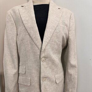(BR) Men's Sport Coat Blazer  Linen Blend Blazer 38C Beige (S ) FITS Lady(L)